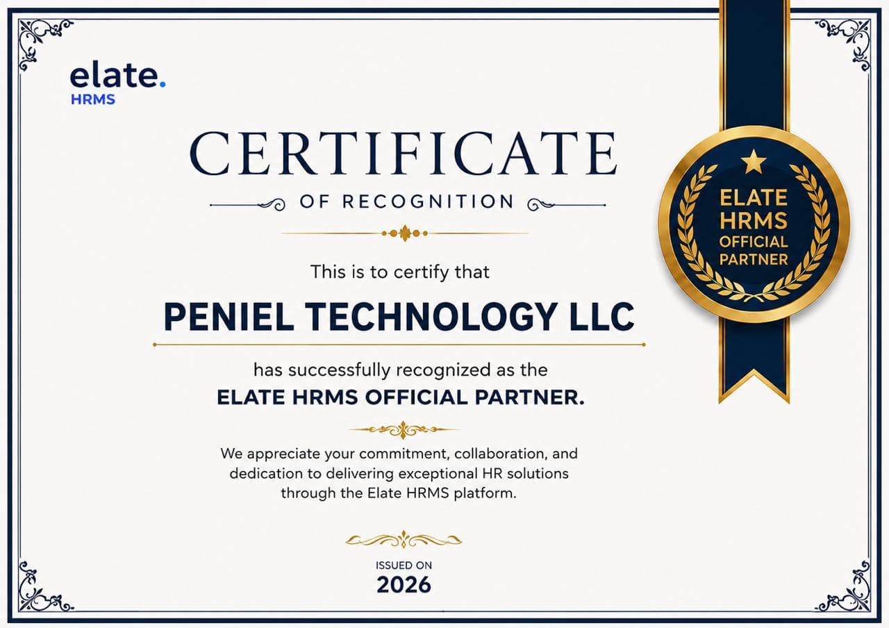 Elate HRMS Official Partner certificate