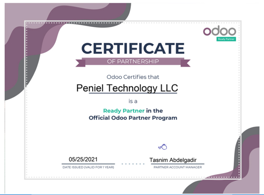 Odoo Certified Partner certificate