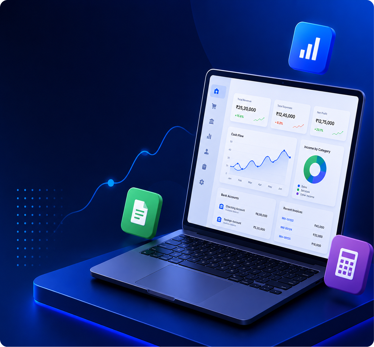 Accounting dashboard on a laptop