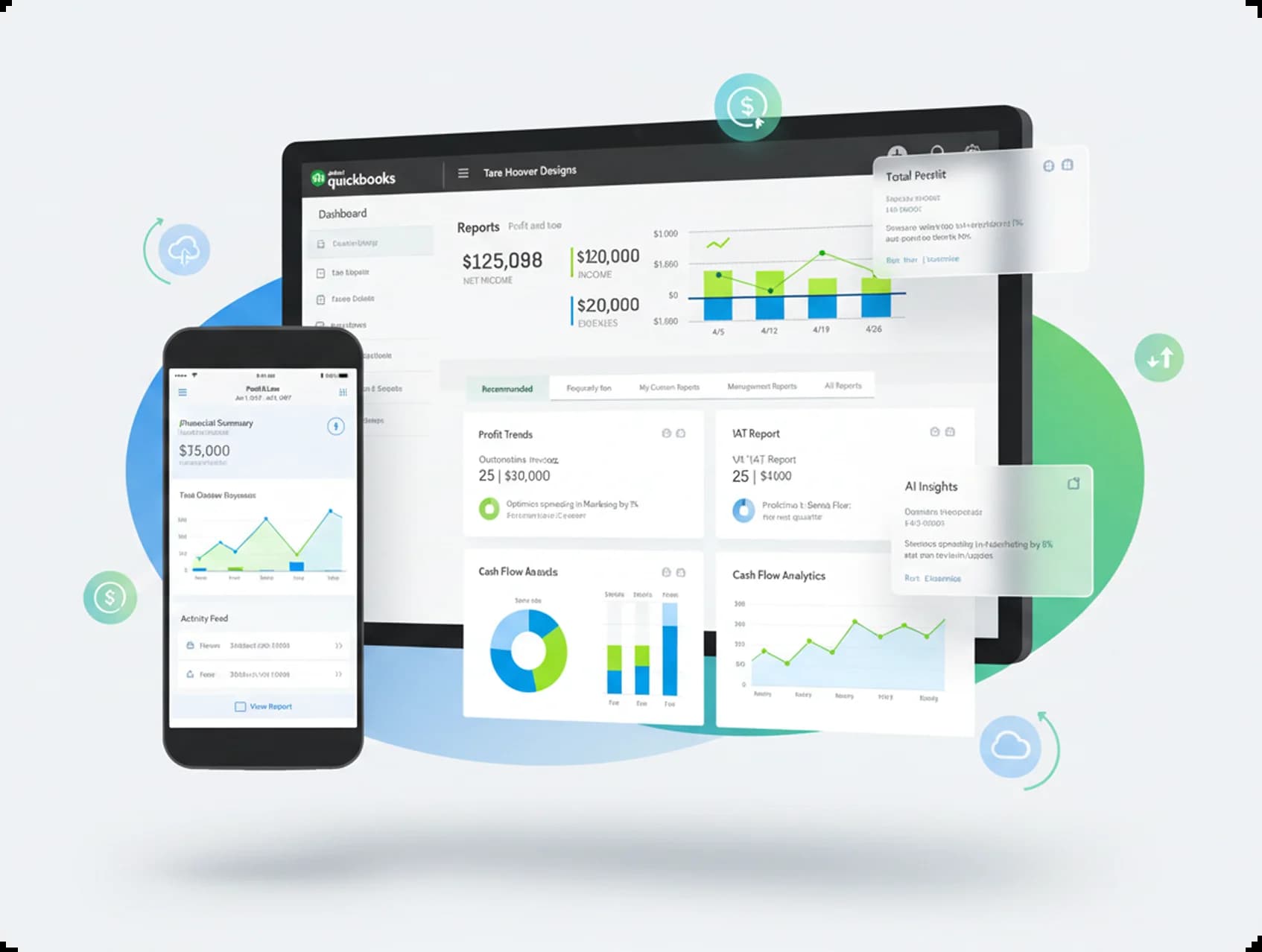 QuickBooks reports dashboard