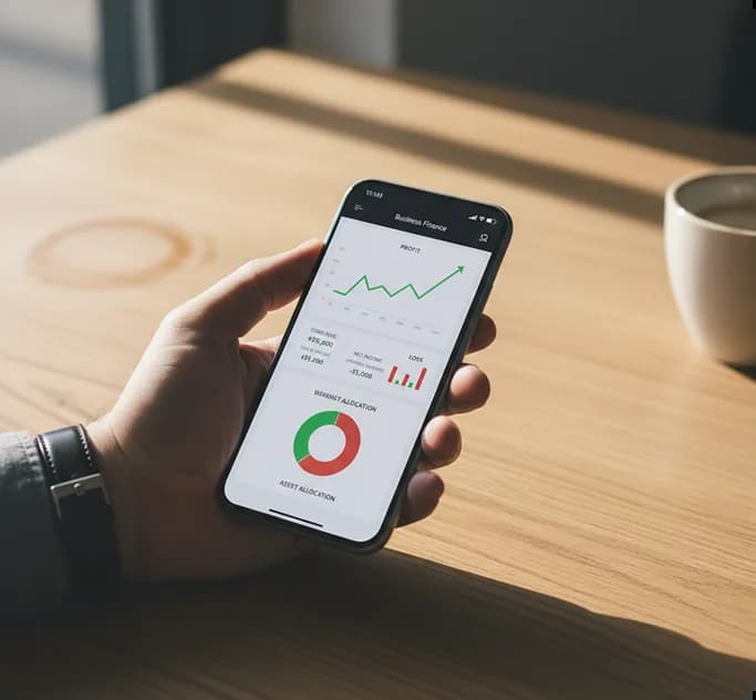 Business finance dashboard displayed on a smartphone