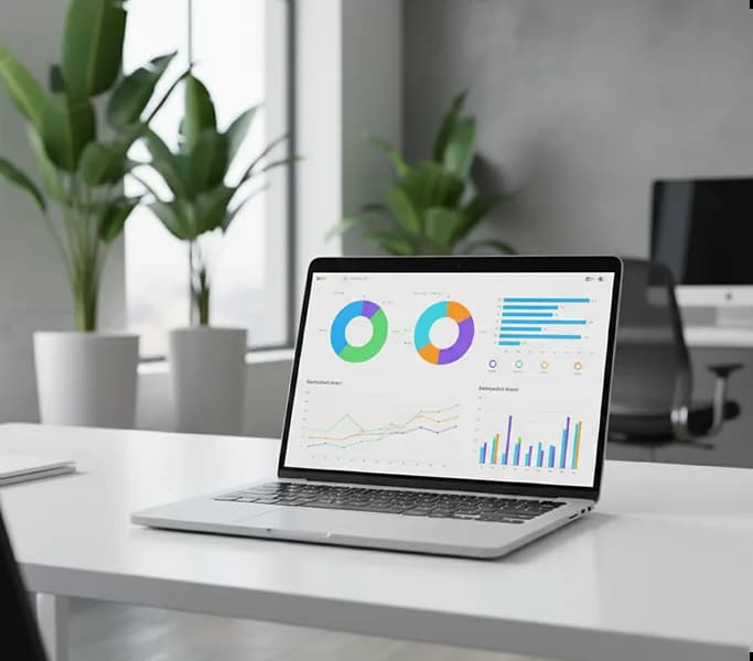 Real-time business analytics displayed on a laptop