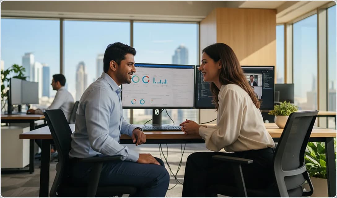Penieltech ERPNext consultants collaborating in a Dubai office