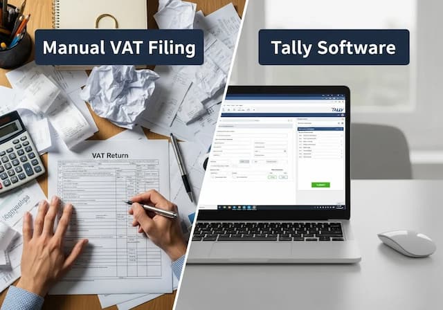 Manual VAT Filing vs. Tally Software: Time, Cost, and Risk Comparison
