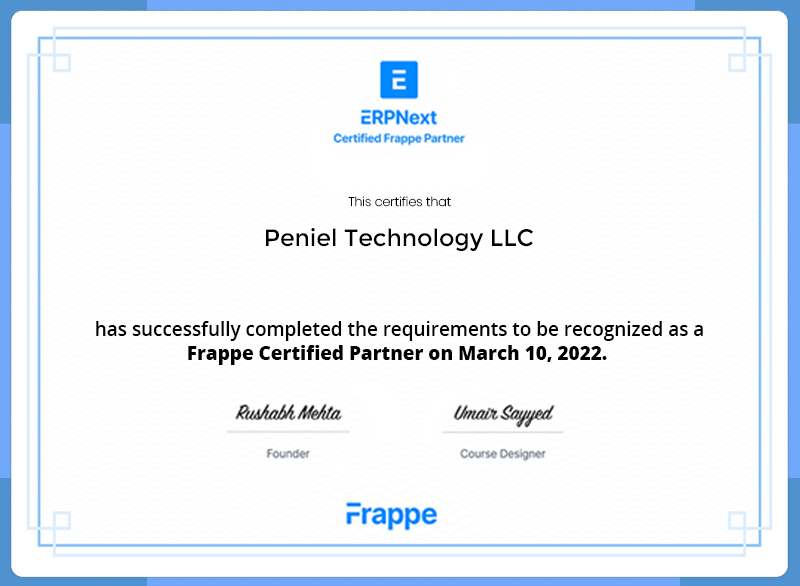 ERPNext Certificate - Penieltech