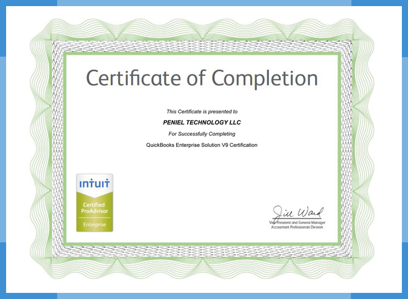Intuit certified ProAdviso cerifictice - Penieltech