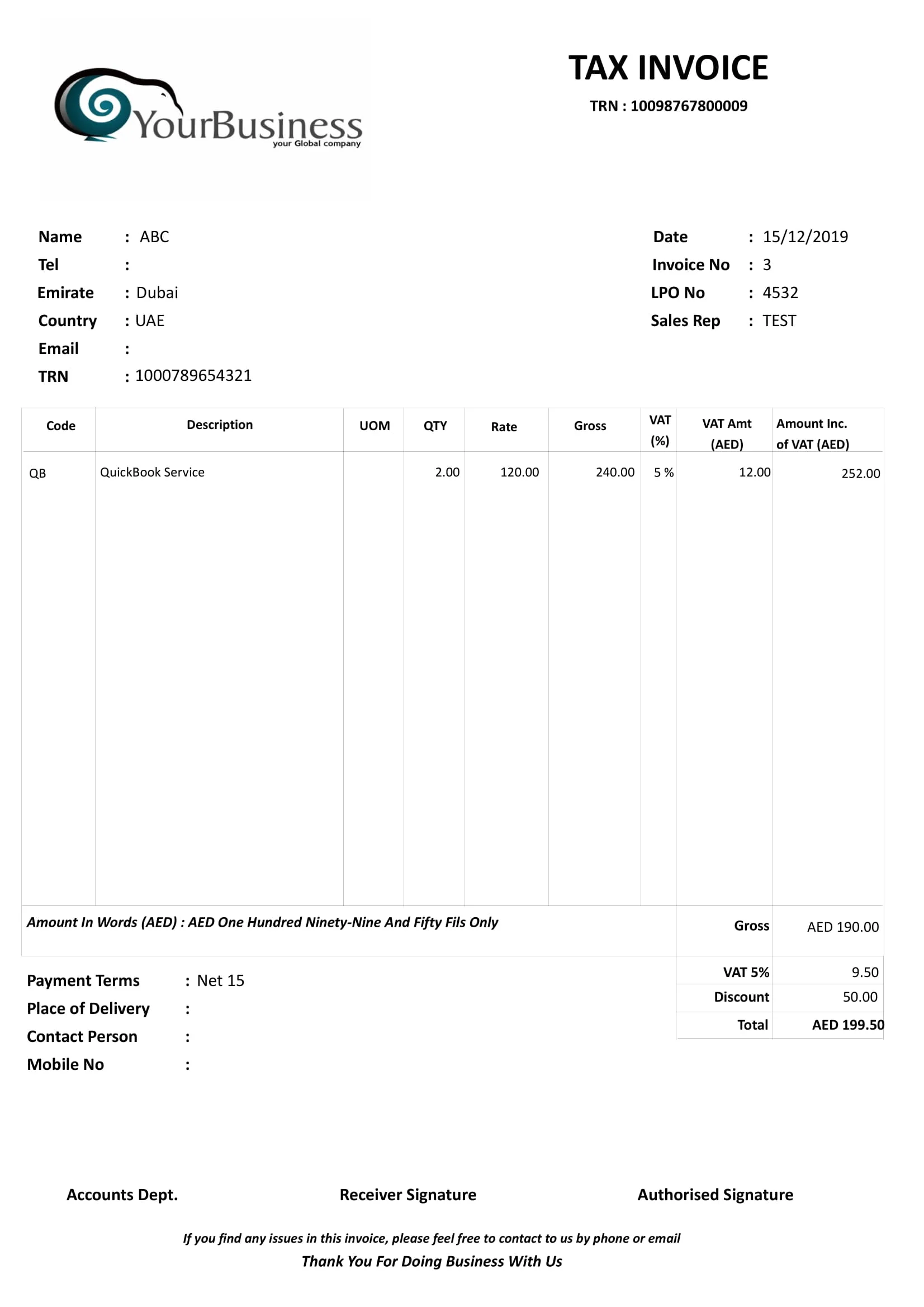 Free QuickBooks Invoice Templates  Free Download  QuickBooks UAE Intended For Maintenance Invoice Template Free